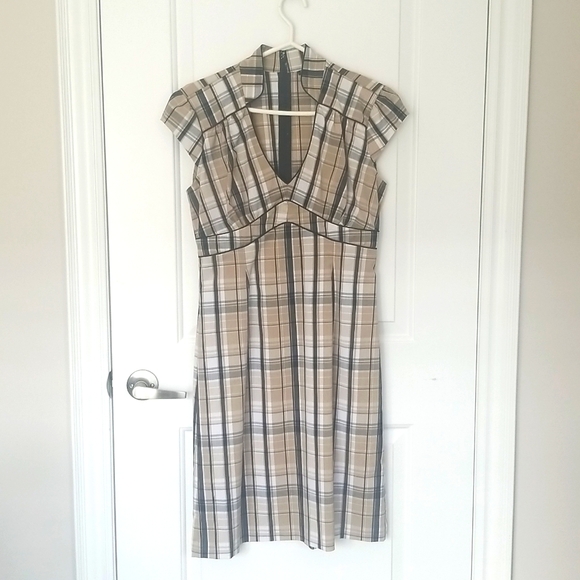 Le Chateau Black and Tan Plaid Dress - Picture 1 of 5